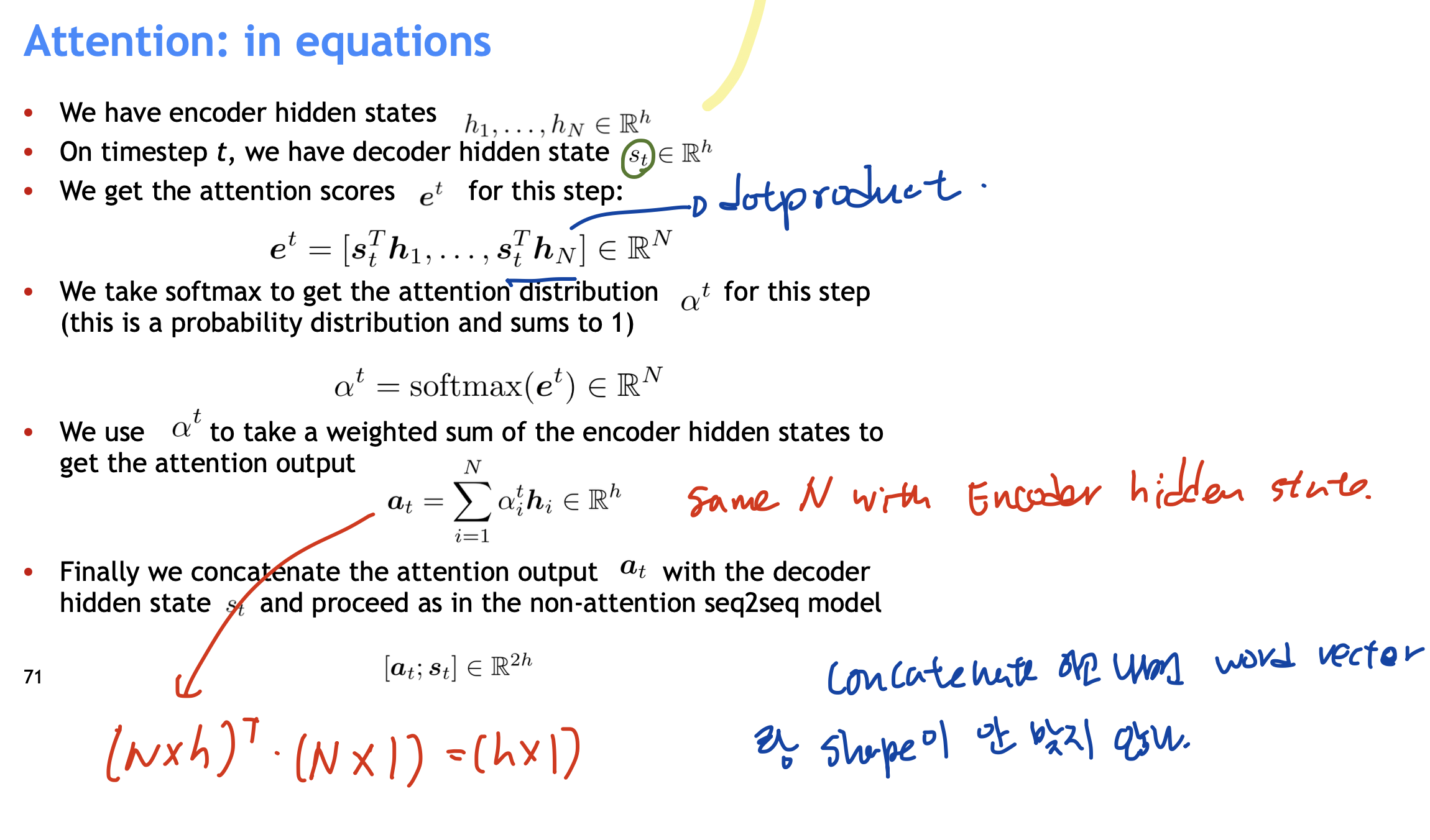 equation of attention